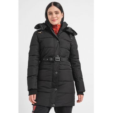 Geaca matlasata cu garnitura de blana sintetica Bettino