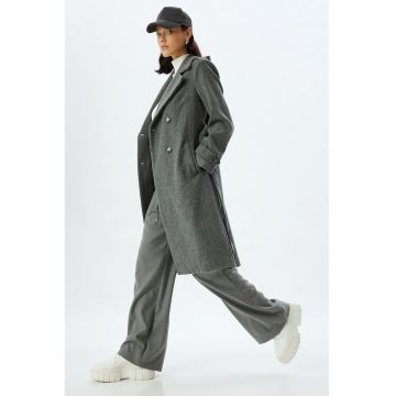 Palton cu model cu doua randuri de nasturi - Gri inchis