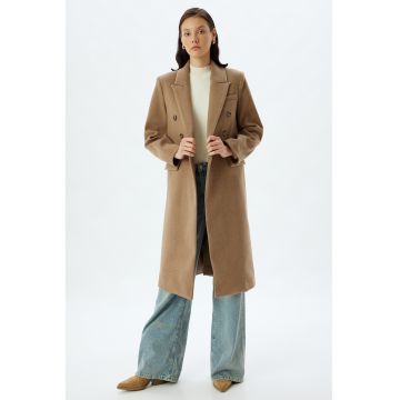 Palton cu model cu doua randuri de nasturi - Maro camel