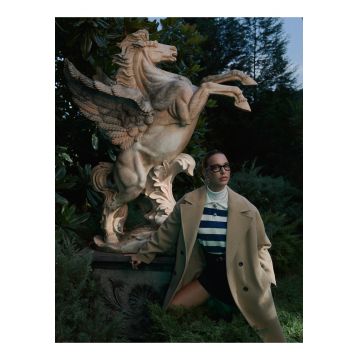 Palton cu revere decupate - Maro camel