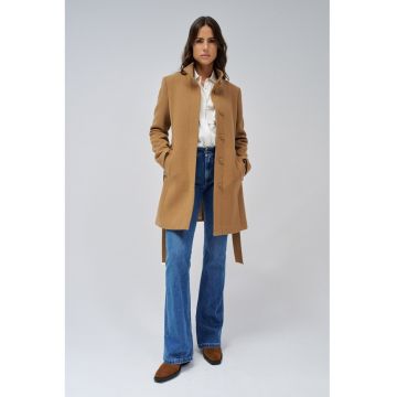 Palton slim fit din amestec de lana Grace - Caramel