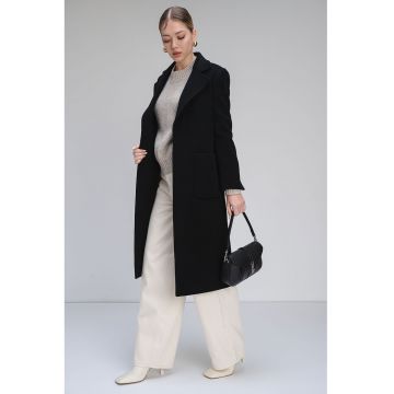 Palton din lana cu buzunare Runaway - Negru