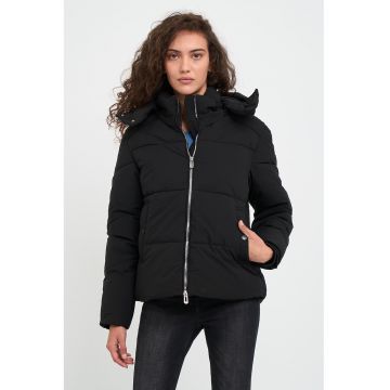 Jacheta dama cu gluga si buzunare -  Negru
