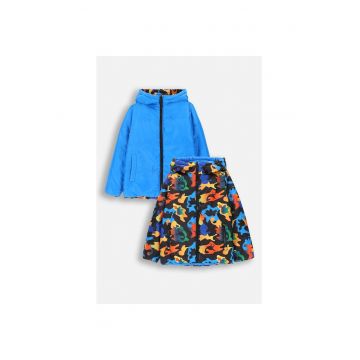 Jacheta reversibila cu gluga si buzunare laterale - Multicolor Jacheta reversibila cu gluga si buzunare laterale - Multicolor