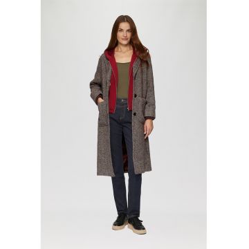 Palton cu nasturi - Negru/Maro