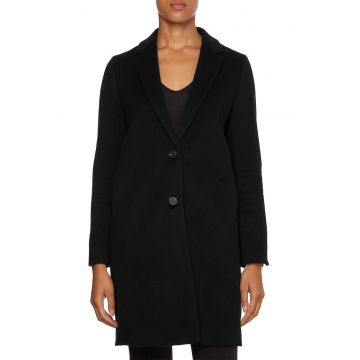 Palton din amestec de lana virgina cu doi nasturi - Negru