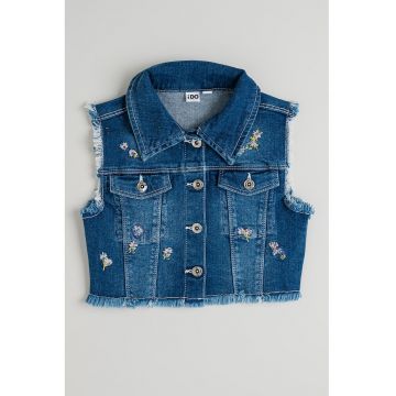 Vesta din denim cu nasturi