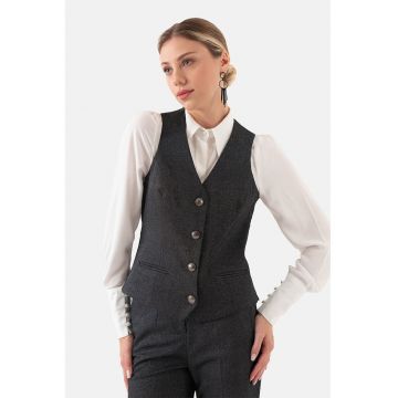 Vesta slim-fit cu decollteu in V