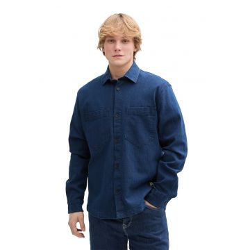 Jacheta-camasa din denim cu buzunare pe piept