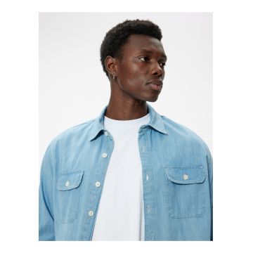 Jacheta-camasa relaxed fit din denim