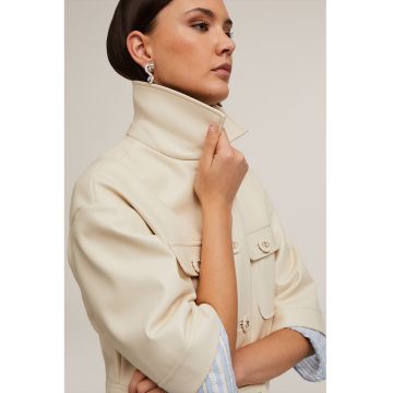 Jacheta crop de piele ecologica