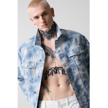 Jacheta de denim cu model tie-dye