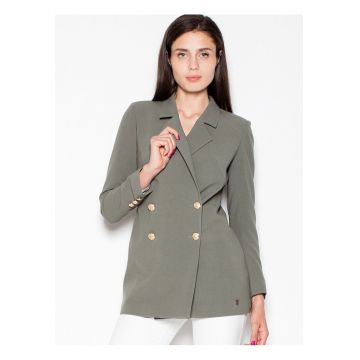 Palton dama  jacheta dublu - maneci lungi - verde - elastan - poliester - viscoza