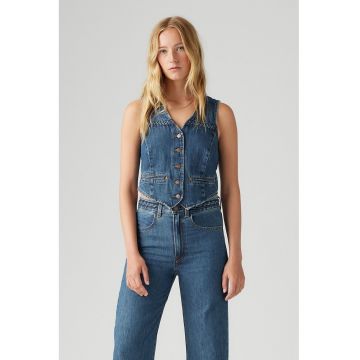 Vesta de denim cu nasturi
