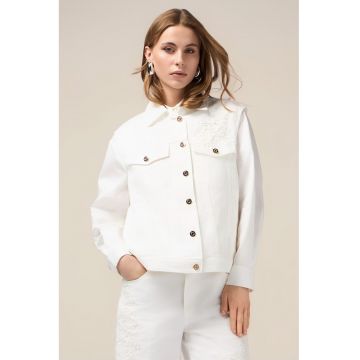 Vesta din denim cu broderie