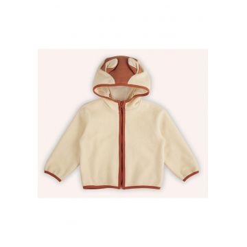 Hanorac de plus - cu gluga si fermoar -  - Fox Club - Bej - pentru fetite si baieti