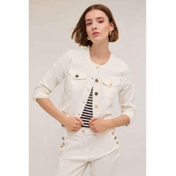Jacheta crop din denim