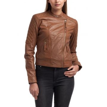 Jacheta dama  piele naturala - maro -
