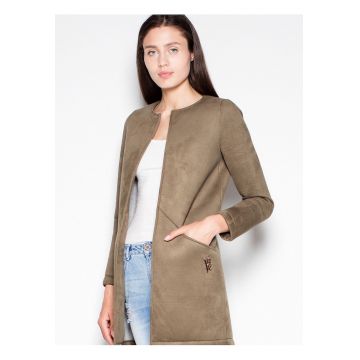 Palton dama  drept - matlasat - verde - poliester -