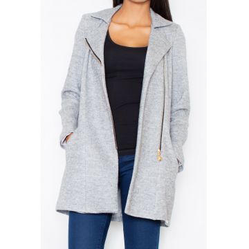Palton dama M405 -  Gri - Poliester/Lana