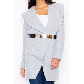 Palton dama M407 -  Poliester/Viscoza - Gri -