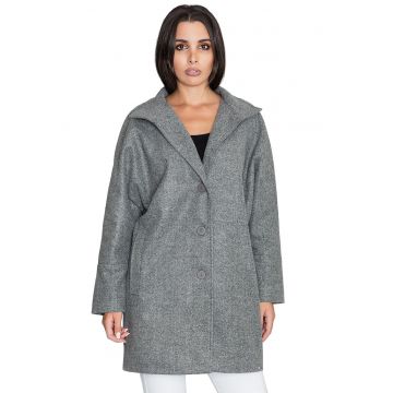 Palton dama M589 -  Poliester/Viscoza - Gri -
