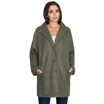 Palton dama M589 -  Poliester/Viscoza - Verde -