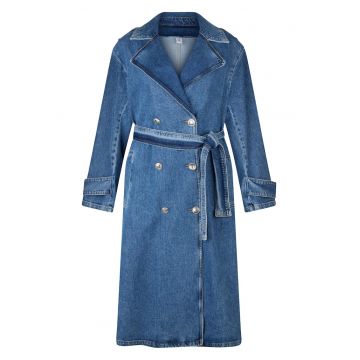 Trenci de denim cu cordon in talie