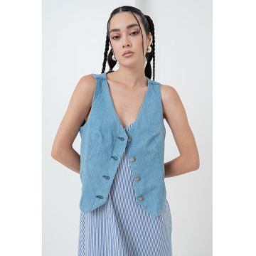 Vesta de bumbac cu nasturi