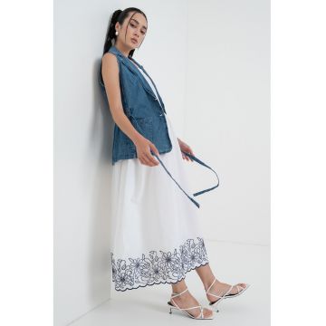 Vesta din chambray cu cordon Vesta din chambray cu cordon