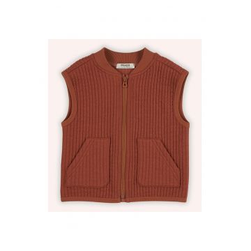 Vesta tricotata cu model matlasat -  - Retro Journey - Caramiziu - pentru baieti