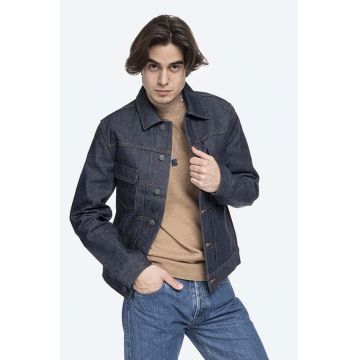 A.P.C. geacă din denim Kurtka A.P.C. Veste Jean Work CODBS-H02191 INDIGO culoarea bleumarin, de tranziție CODBS.H02191-INDIGO