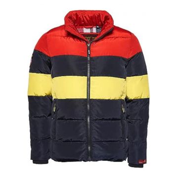 Geaca de iarna cu puf si design colorblock