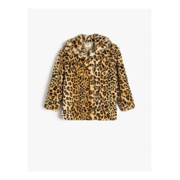 Haina din blana sintetica cu animal print - Bej