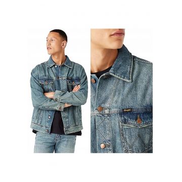 Jacheta Barbati -  Anti Fit Jacket - Loose Fit - Nasturi - 100% Bumbac - 4 Buzunare - Confortabila - Ideala Pentru Zile Mai Racoroase - Marimea M - Albastru Jeans