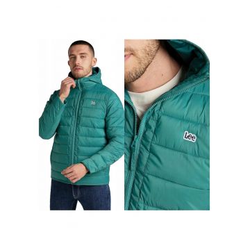Jacheta Barbati -  Light Puffer - Regular Fit - Fermoar - 100% Poliamid - 2 Buzunare - Cu Gluga - Usoara - Confortabila - Ideala Pentru Vremea De Tranzitie - Marimea XL - Verde