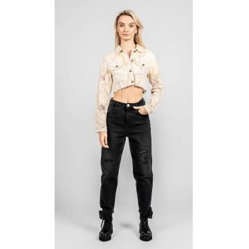 Jacheta crop din denim -