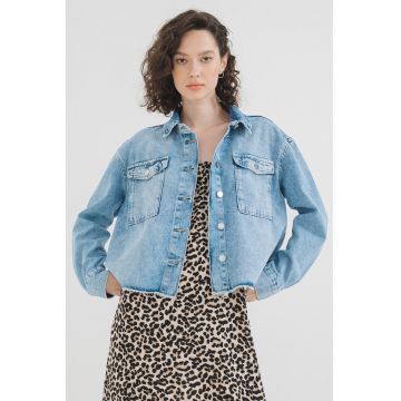 Jacheta de denim cu terminatie franjurata Marina