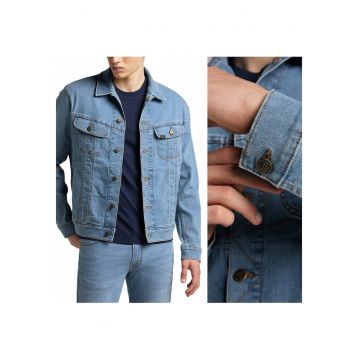 Jacheta Din Denim -  Rider Jacket - 2XL INTL - Albastru - Croi Normal - Inchidere Nasturi - Numar De Buzunare 4 - Compozitie Material 88% Bumbac - 10% Poliester - 2% Elastan