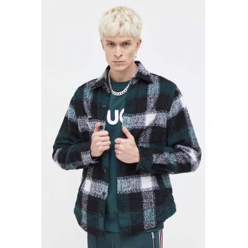 HUGO jachetă-cămașă din amestec de lână de tranziție