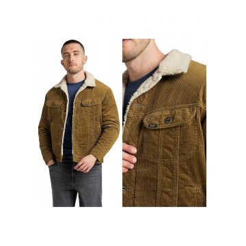 Jacheta Barbati -  Sherpa Jacket - Regular Fit - Nasturi - 100% Bumbac - 2 Buzunare - Calduroasa - Confortabila - Ideala Pentru Zile Mai Racoroase - Maro