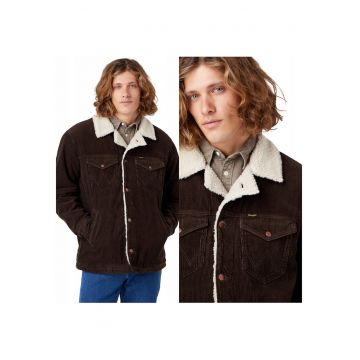 Jacheta Barbati -  Sherpa Jacket - Regular Fit - Nasturi - 100% Bumbac - 4 Buzunare - Calduroasa - Confortabila - Ideala Pentru Zile Reci - Maro Inchis
