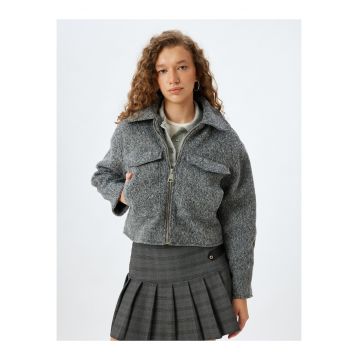 Jacheta-camasa crop - Gri