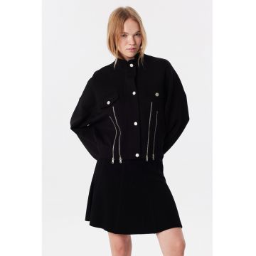 Palton cu nasturi si detalii cu fermoar
