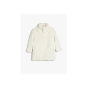 Palton de blana sintetica - Alb