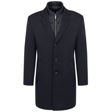 Palton barbati -  cu vesta falsa - cu revere - Bleumarin