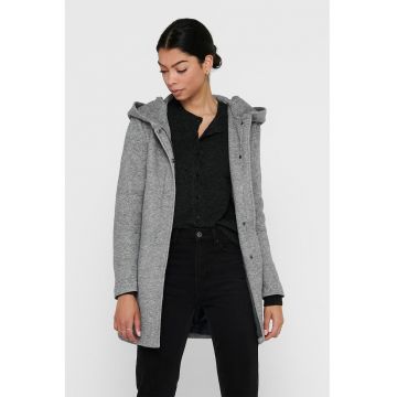 Palton cu gluga Sedona - Gri inchis melange