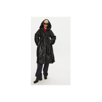 Palton dama -  304473180 - Piele ecologica - Negru