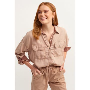 Jacheta-camasa lejera din lyocell cu buzunare pe piept