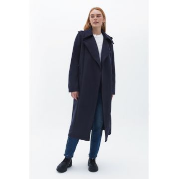 Palton cu revere decupate - Albastru ultramarin